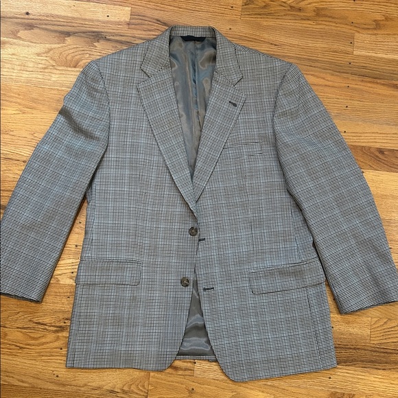 Burberry Houndstooth Wool Blazer in Gray and Black